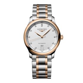 Montre Longines Master Collection 38.50 mm Automatique Cadran Argenté Bracelet acier et coiffe en or rose