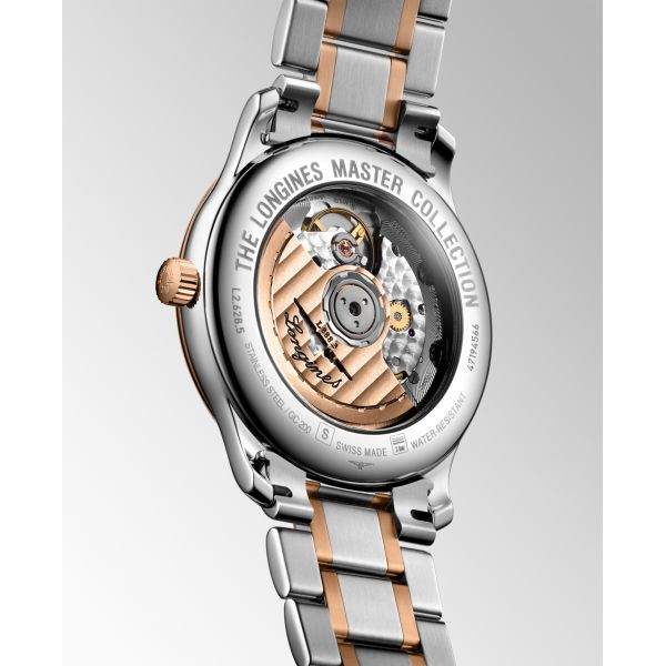 Montre Longines Master Collection 38.50 mm Automatique Cadran Argenté Bracelet acier et coiffe en or rose