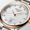 Montre Longines Master Collection 38.50 mm Automatique Cadran Argenté Bracelet acier et coiffe en or rose
