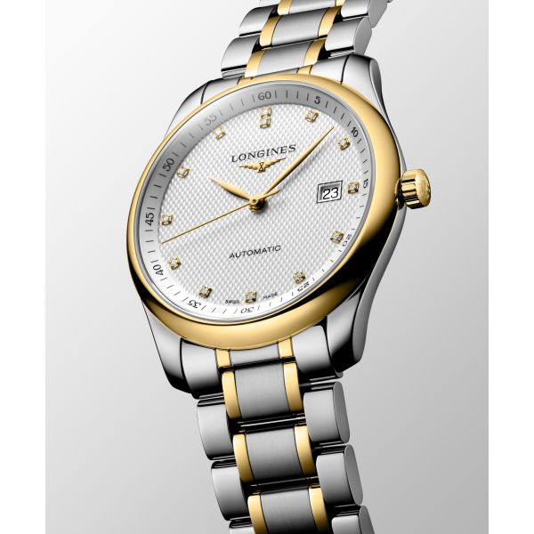 Montre Longines Master Collection 40 mm Automatique Cadran Argenté Bracelet Acier et coiffe en or jaune