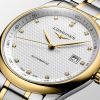 Montre Longines Master Collection 40 mm Automatique Cadran Argenté Bracelet Acier et coiffe en or jaune