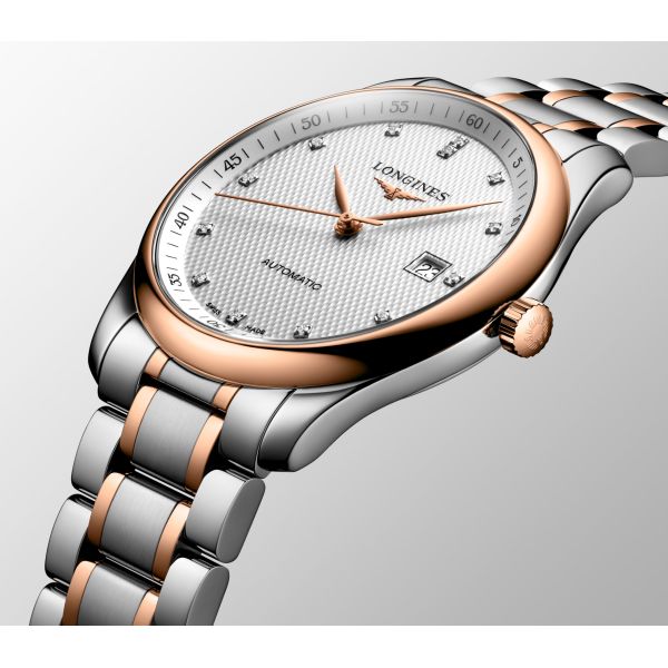Montre Longines Master Collection 40 mm Automatique Cadran Argenté Bracelet acier et coiffe en or rose