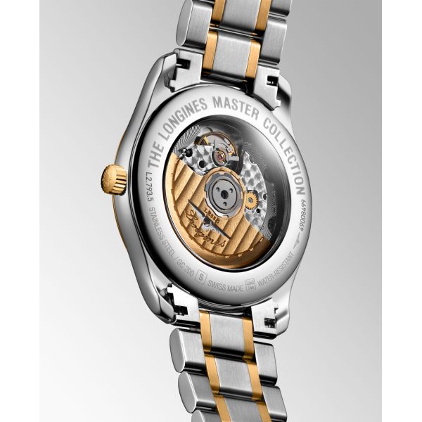 Montre Longines Master Collection 40 mm Automatique Cadran Doré Bracelet Acier et coiffe en or jaune