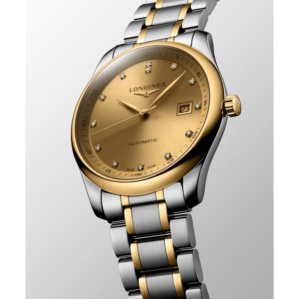 Montre Longines Master Collection 40 mm Automatique Cadran Doré Bracelet Acier et coiffe en or jaune