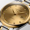 Montre Longines Master Collection 40 mm Automatique Cadran Doré Bracelet Acier et coiffe en or jaune