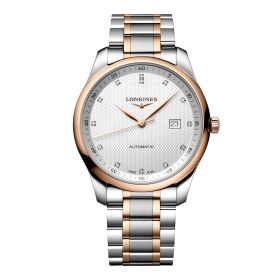 Montre Longines Master Collection 42 mm Automatique Cadran Argenté Bracelet acier et coiffe en or rose