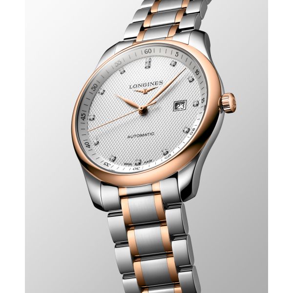 Montre Longines Master Collection 42 mm Automatique Cadran Argenté Bracelet acier et coiffe en or rose