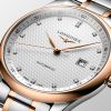 Montre Longines Master Collection 42 mm Automatique Cadran Argenté Bracelet acier et coiffe en or rose
