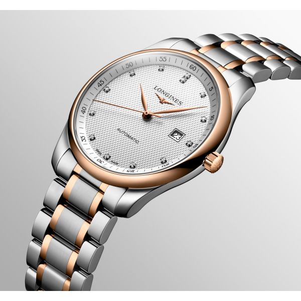 Montre Longines Master Collection 42 mm Automatique Cadran Argenté Bracelet acier et coiffe en or rose