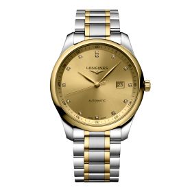 Montre Longines Master Collection 42 mm Automatique Cadran Doré Bracelet Acier et coiffe en or jaune