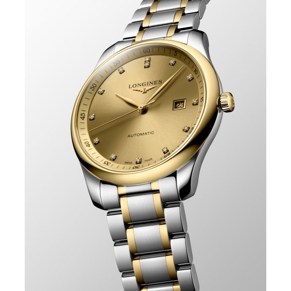 Montre Longines Master Collection 42 mm Automatique Cadran Doré Bracelet Acier et coiffe en or jaune
