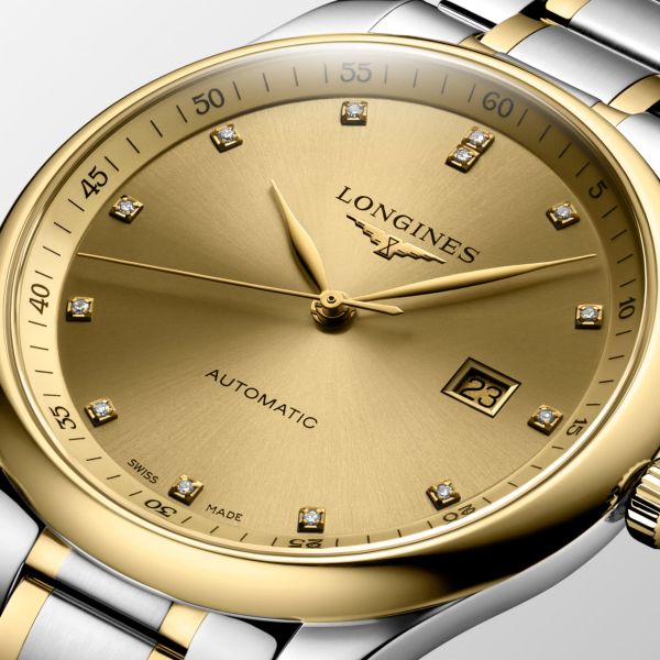 Montre Longines Master Collection 42 mm Automatique Cadran Doré Bracelet Acier et coiffe en or jaune
