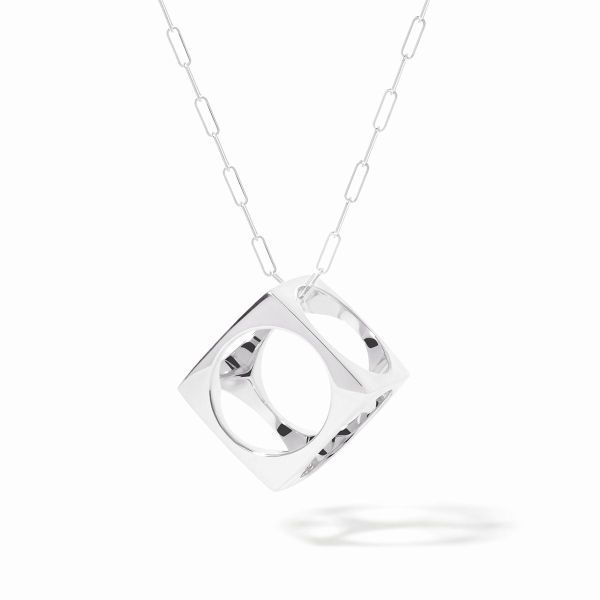 Pendentif dinh van Le Pavé Grand Modèle Argent chaîne S 80 cm