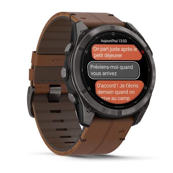 Montre Garmin Fenix 8 Pro 51mm AMOLED Sapphire Titane Bracelet Cuir + Silicone