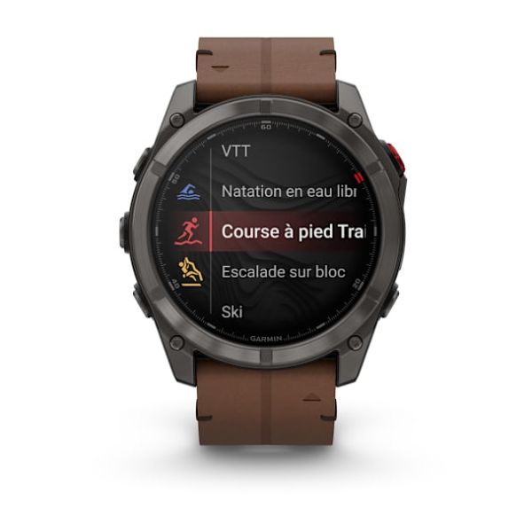 Montre Garmin Fenix 8 Pro 51mm AMOLED Sapphire Titane Bracelet Cuir + Silicone