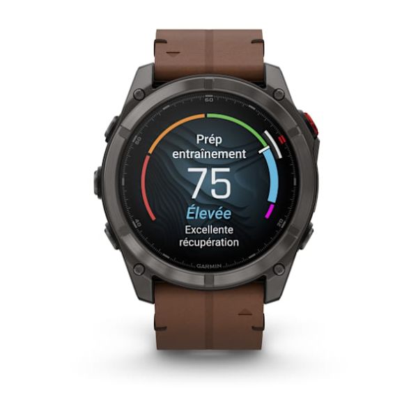Montre Garmin Fenix 8 Pro 51mm AMOLED Sapphire Titane Bracelet Cuir + Silicone