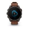 Montre Garmin Fenix 8 Pro 47mm AMOLED Sapphire Titane Bracelet Cuir + Silicone