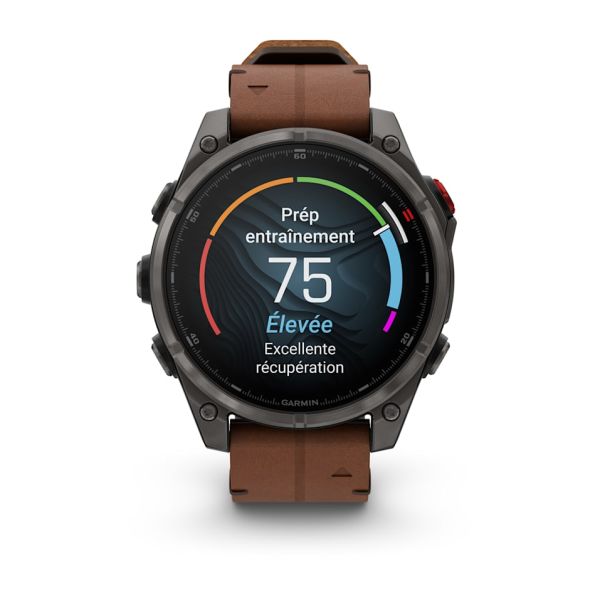 Montre Garmin Fenix 8 Pro 47mm AMOLED Sapphire Titane Bracelet Cuir + Silicone