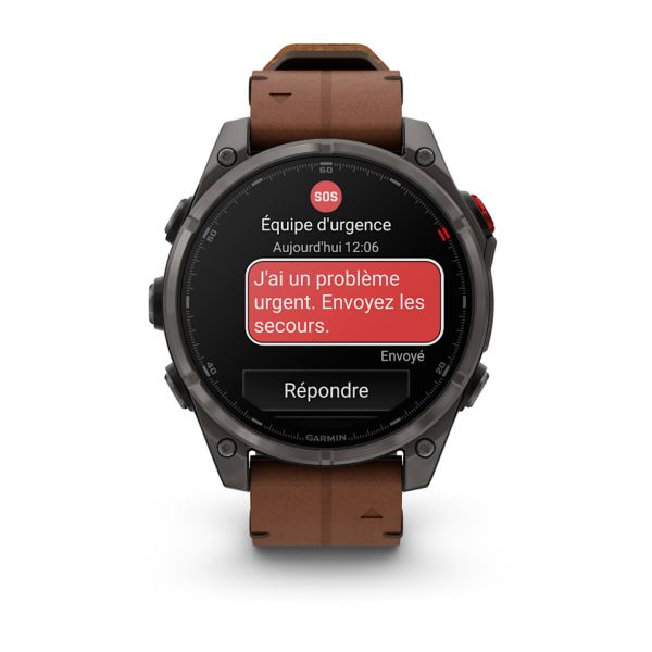 Montre Garmin Fenix 8 Pro 47mm AMOLED Sapphire Titane Bracelet Cuir + Silicone