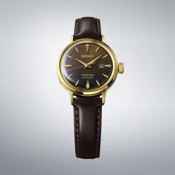 Montre Seiko Presage automatique or cuir SRE020J1