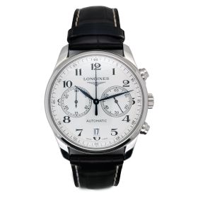 Montre Occasion Longines Master Collection Auto Chrono Bracelet Cuir Cadran Argent 40mm