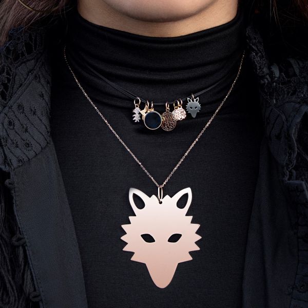 Pendentif Ginette NY Jumbo Wolf Or Rose