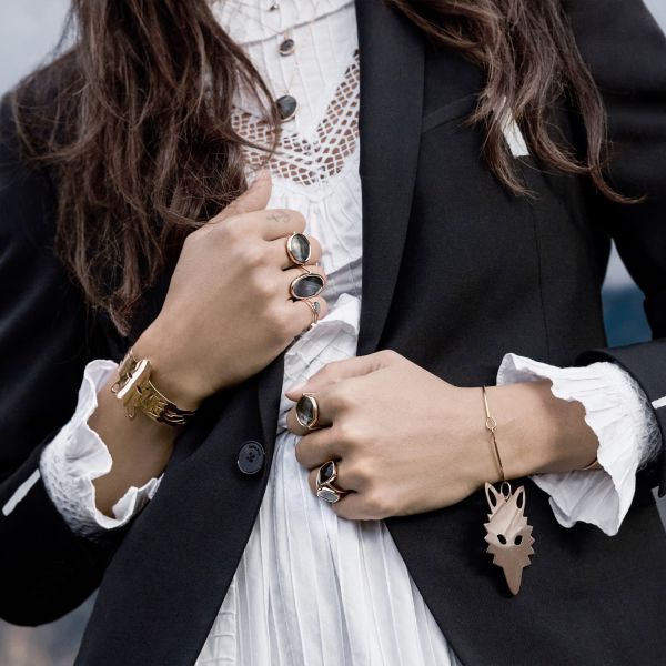 Pendentif Ginette NY Jumbo Wolf Or Rose