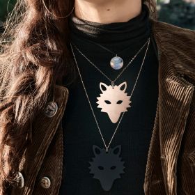 Collier Ginette NY Jumbo Pixie Ever Disc On Chain Or Rose Nacre Noire