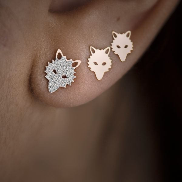 Boucles d'oreilles Ginette NY Diamant Wolf Or Rose