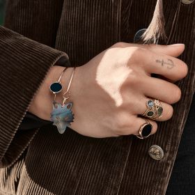 Bague Ginette NY Mini Pixie Ever Disc Ring Or Rose Nacre Noire