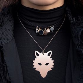 Pendentif Ginette NY Mini Wolf Charm Or Rose Onyx