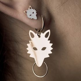 Pendentif Ginette NY Wolf With Circle Or Rose