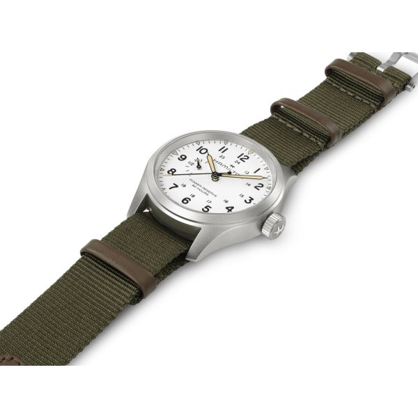 Montre Hamilton Khaki Field Mechanical Power Reserve 40mm Cadran Blanc