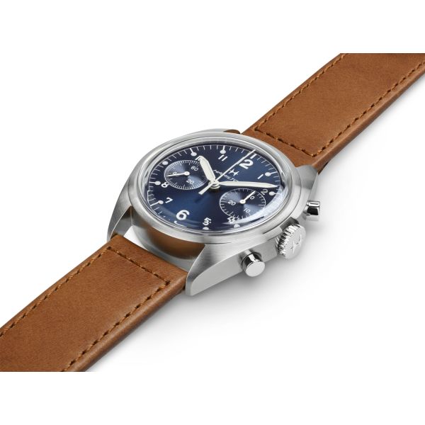 Montre Hamilton Khaki Aviation Pilot Pioneer Mechanical Chronograph Cadran Bleu