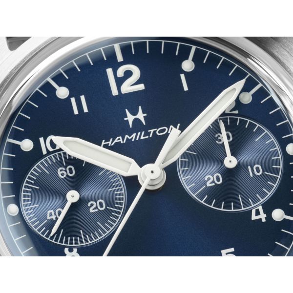 Montre Hamilton Khaki Aviation Pilot Pioneer Mechanical Chronograph Bracelet Acier
