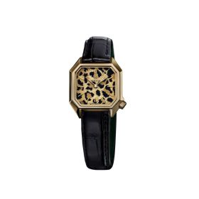 Montre March LA.B Lady Mansart Cheetah Bracelet Chevreau Noir