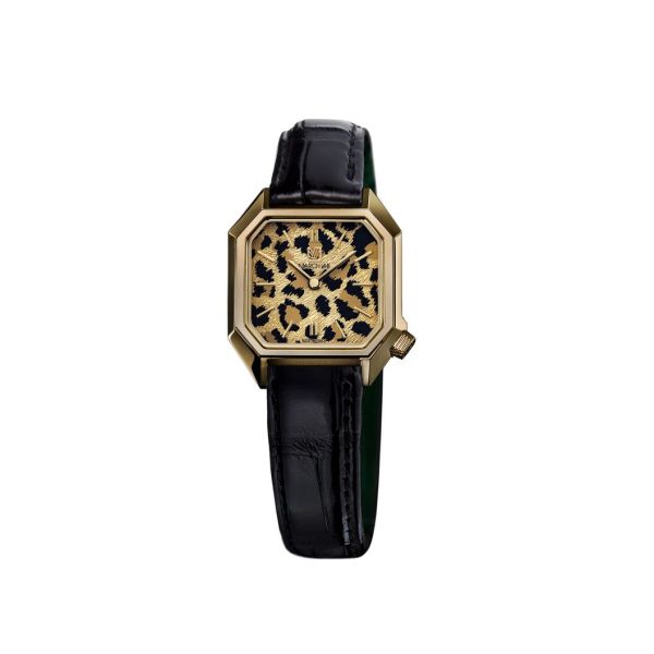 Montre March LA.B Lady Mansart Cheetah Bracelet Chevreau Noir