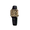 Montre March LA.B Lady Mansart Cheetah Bracelet Chevreau Noir