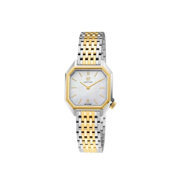 Montre March LA.B Lady Mansart Nacre Bracelet Acier Bicolore