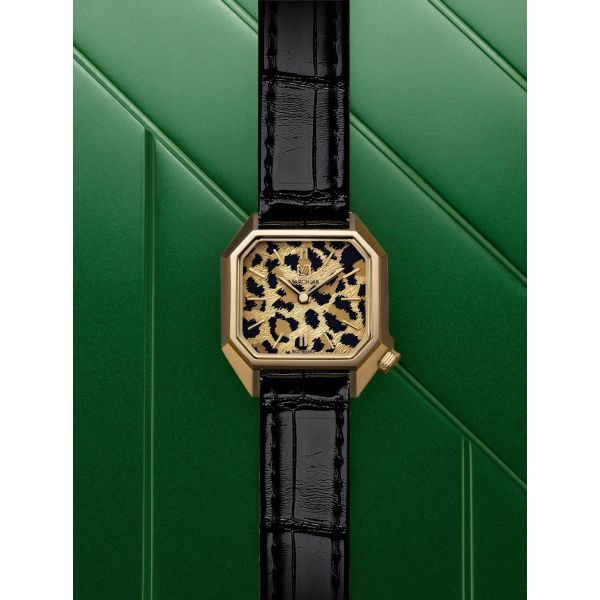 Montre March LA.B Lady Mansart Cheetah Bracelet Alligator Noir