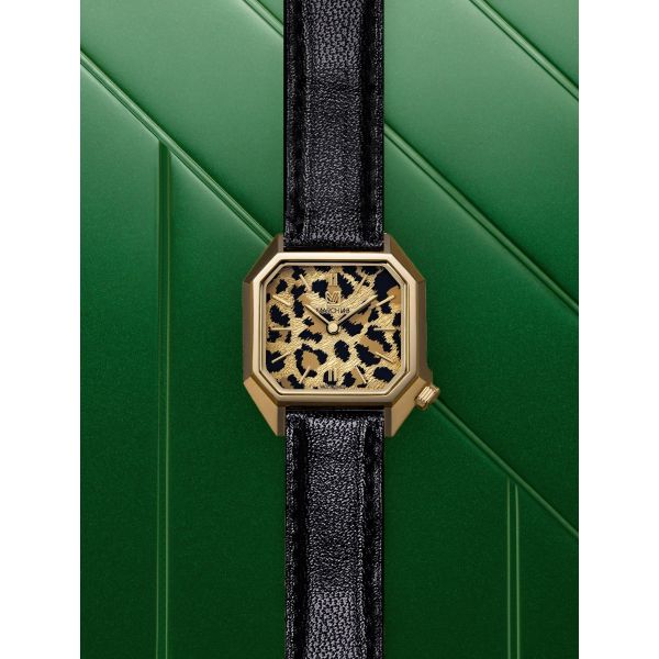 Montre March LA.B Lady Mansart Cheetah Bracelet Chevreau Noir