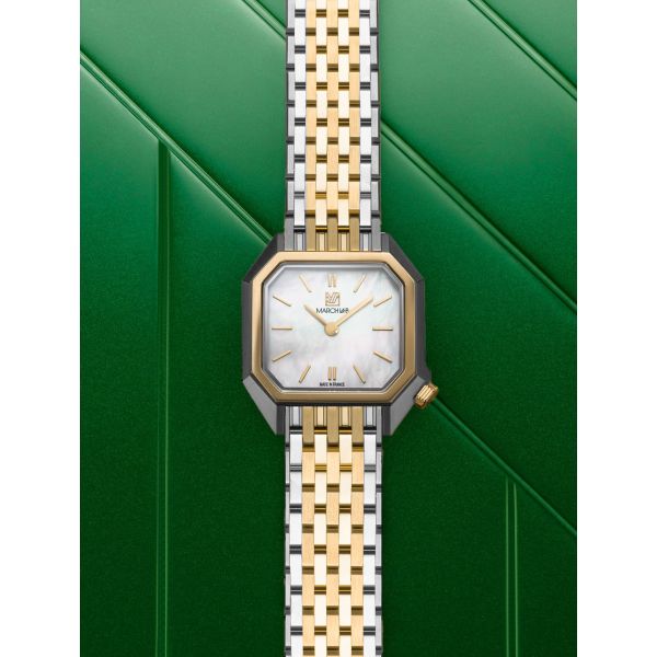 Montre March LA.B Lady Mansart Nacre Bracelet Acier Bicolore