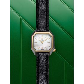 Montre March LA.B Lady Mansart Nacre Bracelet Chevreau Noir