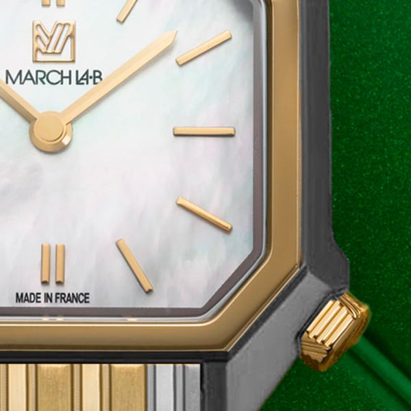 Montre March LA.B Lady Mansart Nacre Bracelet Alligator Noir