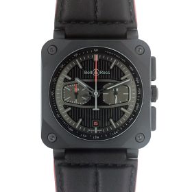 Montre Occasion BELL & ROSS BR-03 Chrono Blacktrack Bracelet Cuir + Textile 42MM