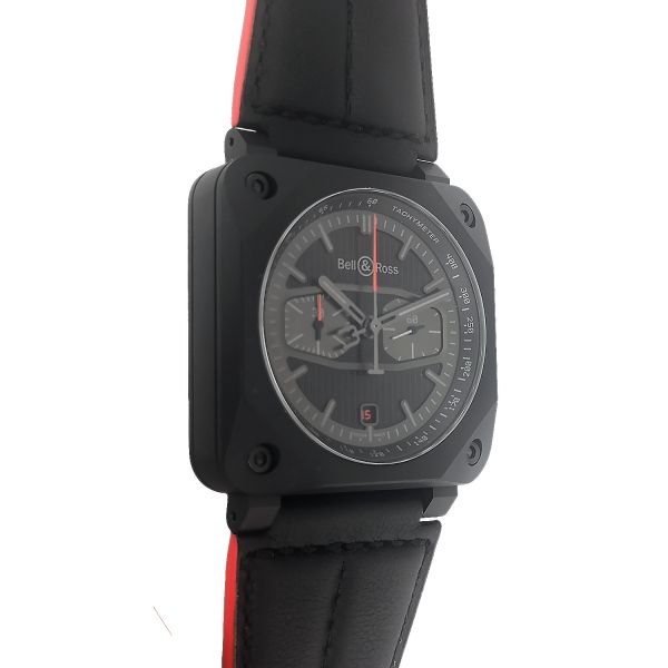 Montre Occasion BELL & ROSS BR-03 Chrono Blacktrack Bracelet Cuir + Textile 42MM