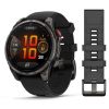 Montre Garmin Fenix 8 Pro 47mm AMOLED Sapphire Titane Bracelet Cuir Noir + Silicone