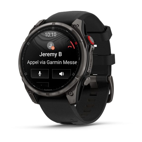 Montre Garmin Fenix 8 Pro 47mm AMOLED Sapphire Titane Bracelet Cuir Noir + Silicone
