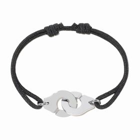 Bracelet Dinh Van Menottes Grand Modèle Platine sur cordon