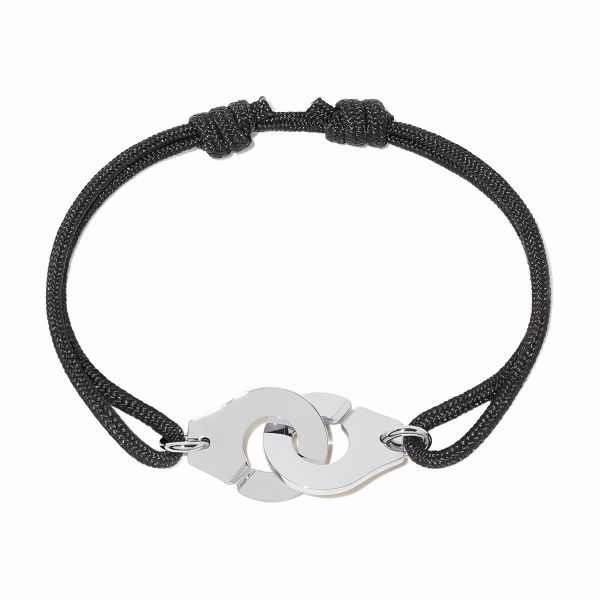 Bracelet Dinh Van Menottes Grand Modèle Platine sur cordon